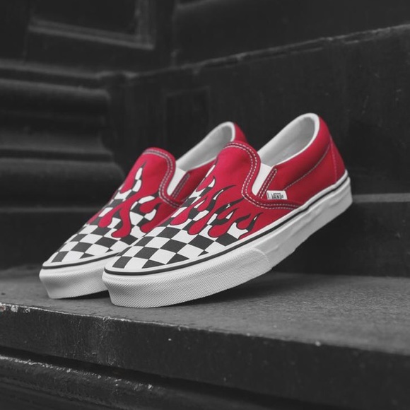 vans slip on racing red